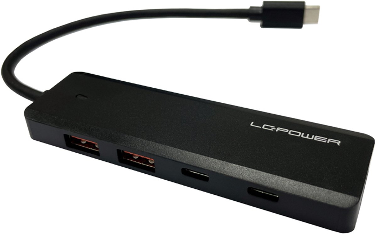 LC-Power LC-HUB-U3-4-C interface hub USB 3.2 Gen 2 (3.1 Gen 2) Type-A 10000 Mbit/s Zwart