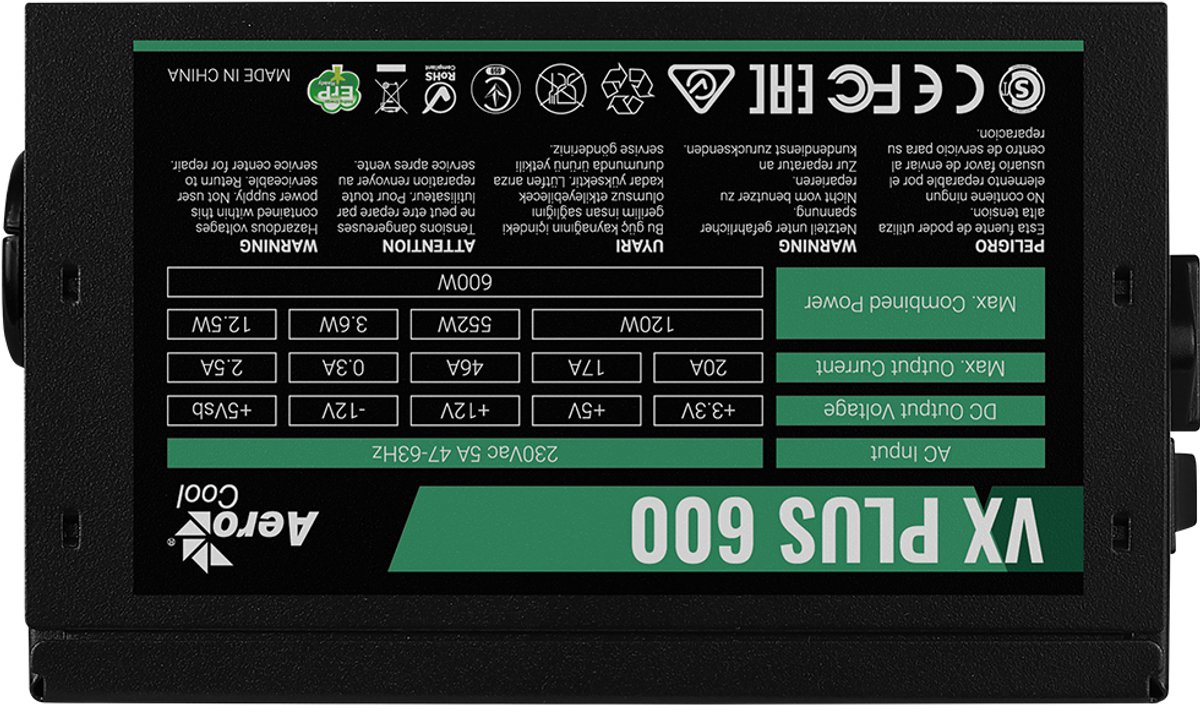 Vx Plus 600 Power Supply Unit 600 W 20+4 Pin Atx Atx (Black) - afbeelding 3