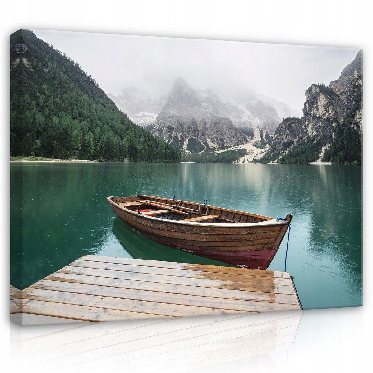 WALLARENA Canvas schilderij - 100x70 cm - Boot Meer Bergen op Canvas Muur multikleurig
