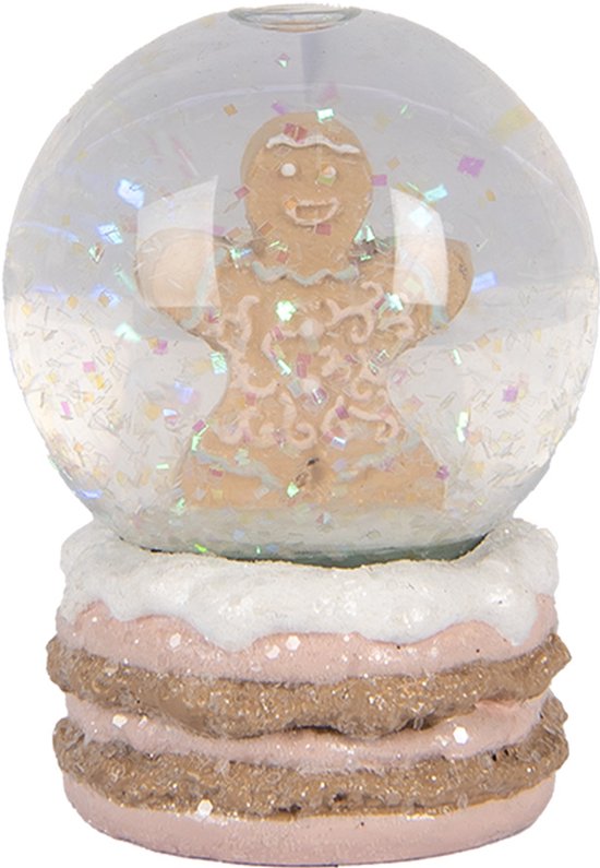 Boule à neige Clayre & Eef Ø 5x7 cm Bonhomme en pain d'épices en plastique marron