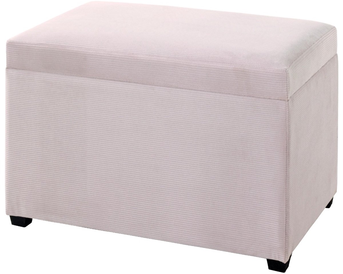 Hocker – Corduroy crème – Met opvouwbare zitting en MDF frame – 58 cm breed, 39 cm diep, 42 cm hoog