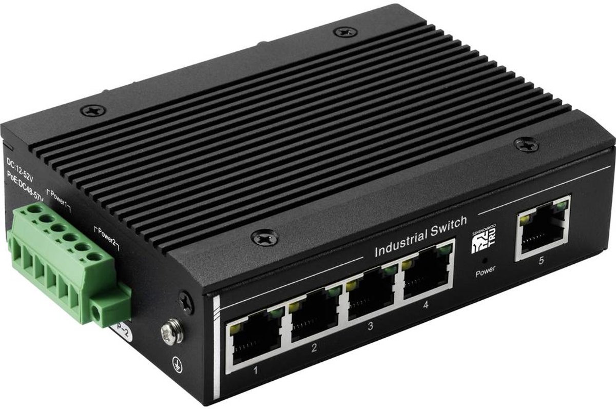 TRU COMPONENTS TC-13427356 TC-XL-205GP Industrial Ethernet Switch 1 + 4 poorten 10 / 100 / 1000 MBit/s PoE-functie