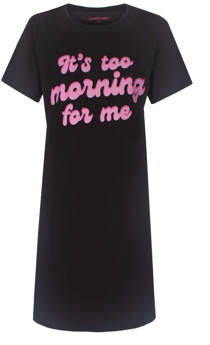 Temptation Dames Bigshirt - Roze Tekstprint - Zwart