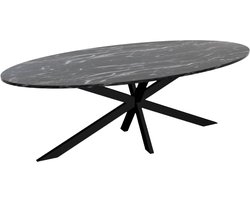 Eettafel ovaal 240cm Jovi marmer zwart ovale tafel MDF eetkamertafel