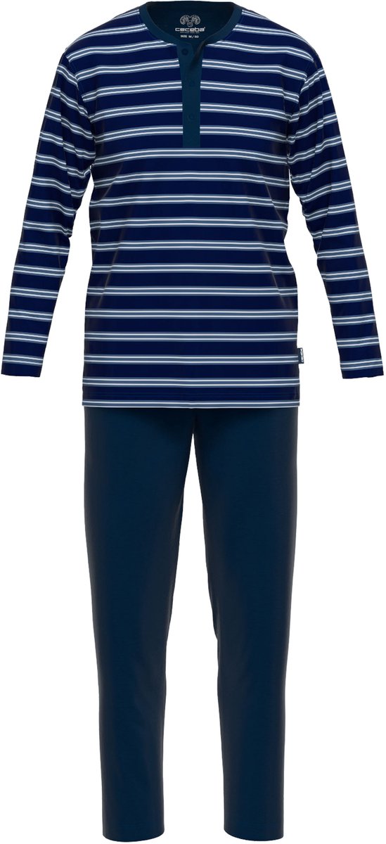 Ceceba heren pyjama O-hals met knoopjes - donkerblauw gestreept
