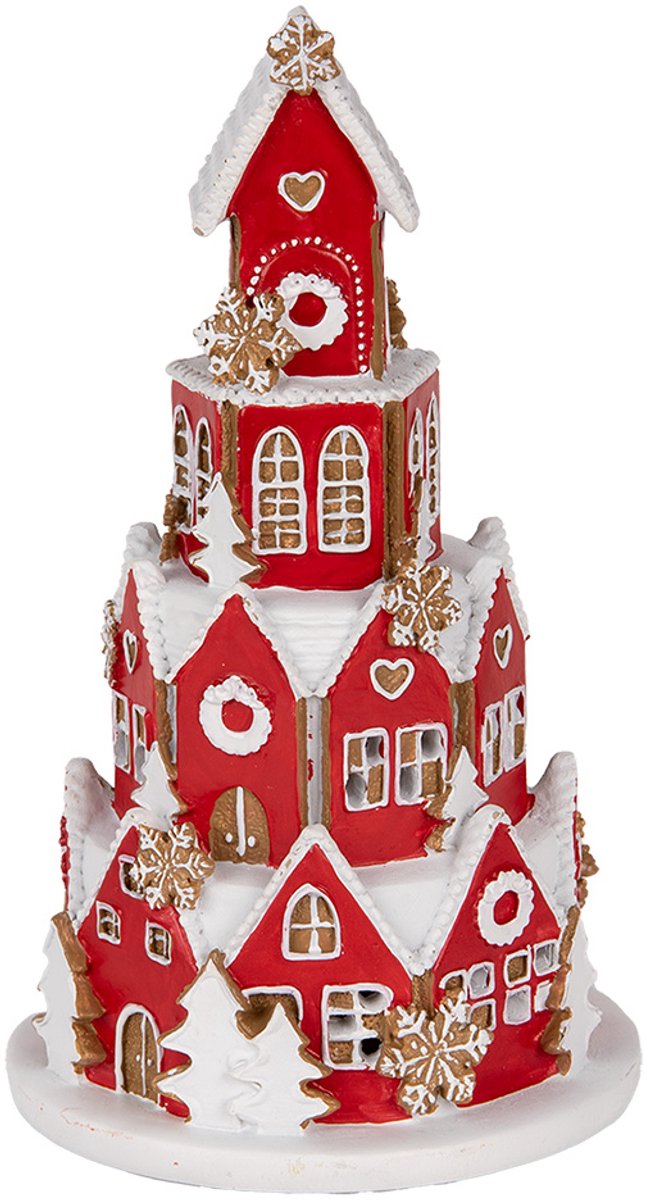 Gingerbread house met LED Ø 13x22 cm Rood Kunststof