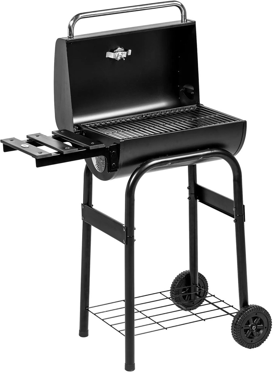 Houtskoolgrill Smoker BBQ-Grill, 1 Plank, inclusief Thermometer, 83 x 46,5 x 115 cm, Zwart