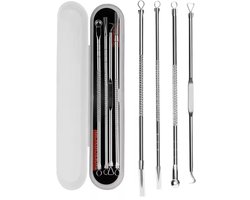 Comedonen-lepels - Mee-eters verwijdering set - Metaal - 4-delige set - Schone huid - Onzuiverheden…