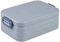 Grijze Mepal bento lunchbox met twee grijze handvatten aan de zijkant.