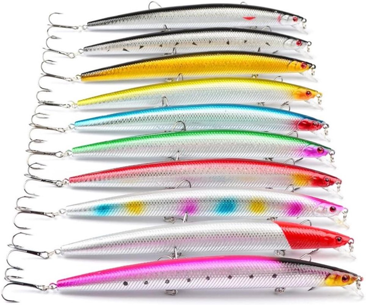 Smoakez - Visaas-set met 10 kunstlepels voor roodbaars – spinning accessoires met Minnow, crank en popper VIB