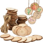 ilauke 16 stuks houten schijven hout log schijven 9-10 cm ronde natuurlijke houten boomschijven ca. 10 mm dik voor doe-het-zelf handwerk houten schijven bruiloft middenstukken kerstversiering boomschijf