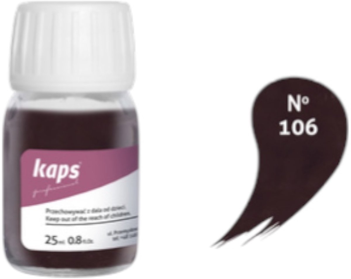 Kaps super color leer & kunstleer verf inc.cleaner - (106) Donker Bruin - 25ml