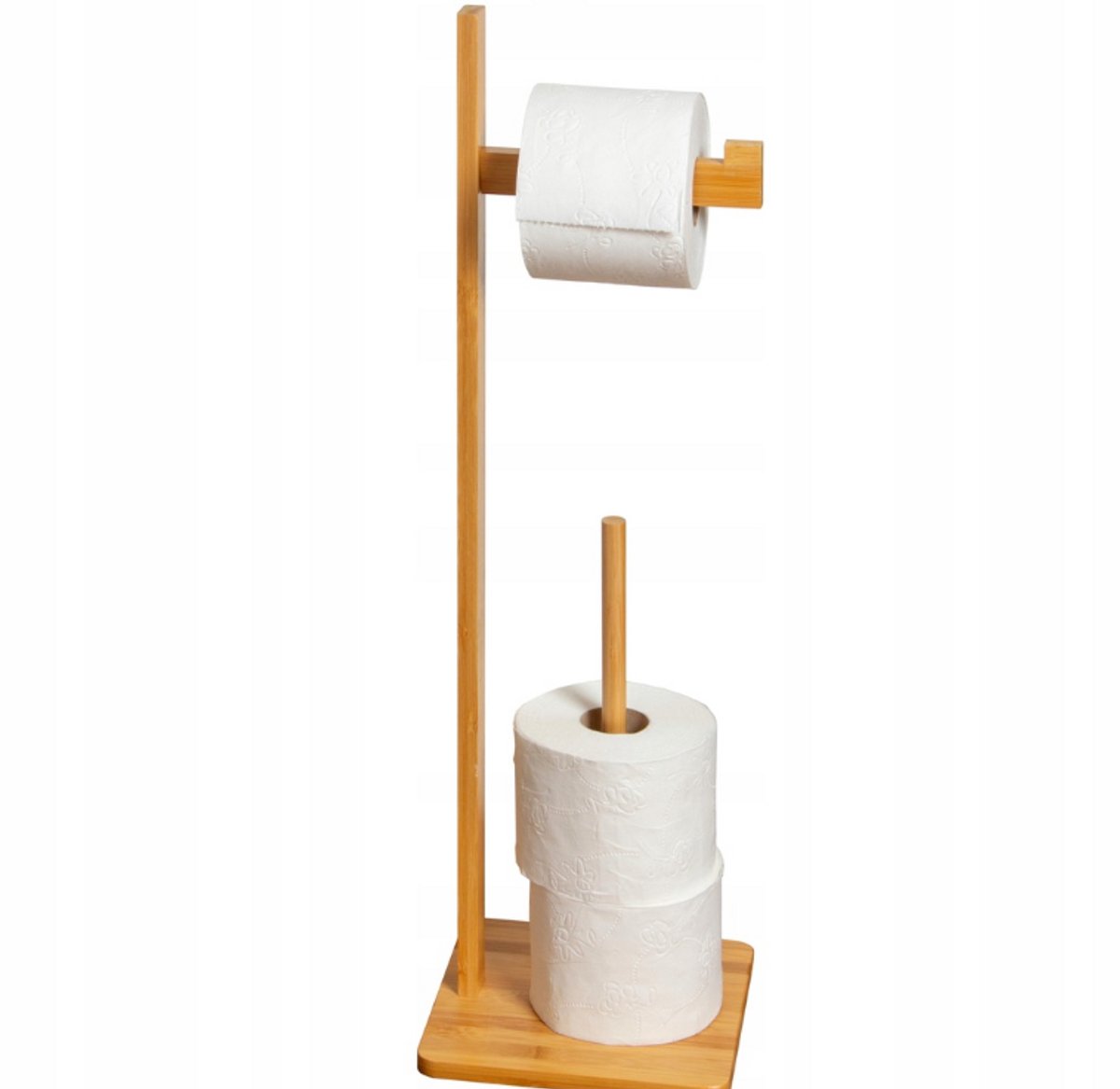 Brunbeste Toiletrolhouder Staand – Houtkleurig – Modern Design – Compact – Voor Extra Rollen
