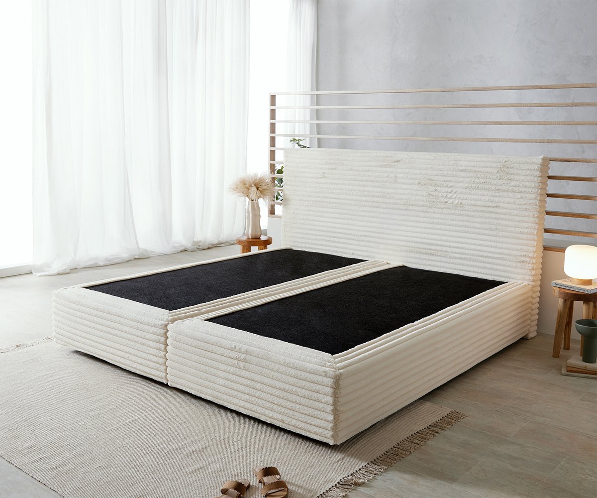 Boxspringframe Dream-Well Plush-Cord Beige 200x200 cm