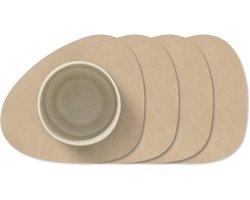 LIND DNA Onderzetters Nupo - Leer - Sand - 13 x 11 cm - 4 Stuks