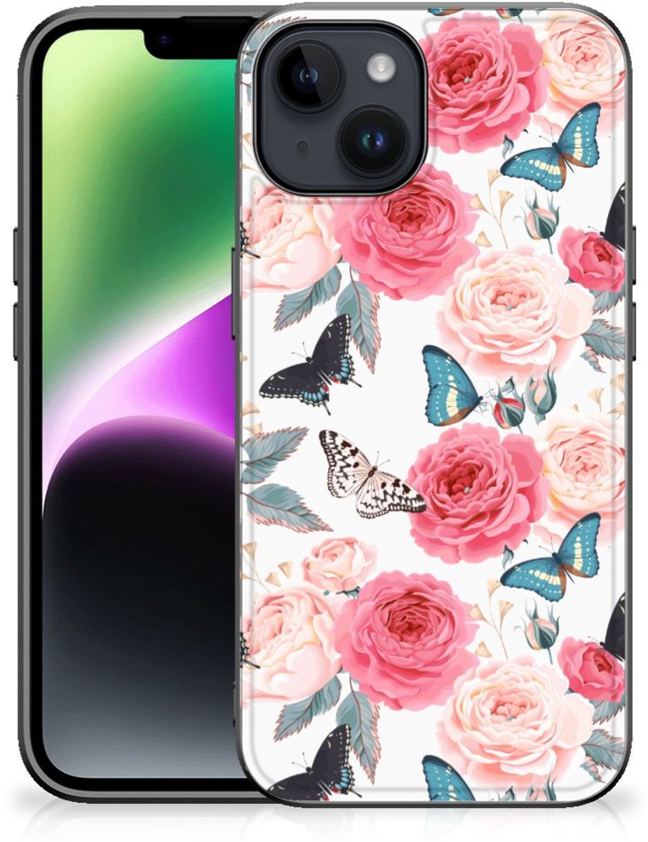 iPhone 15 Bloemen Hoesje Butterfly Roses