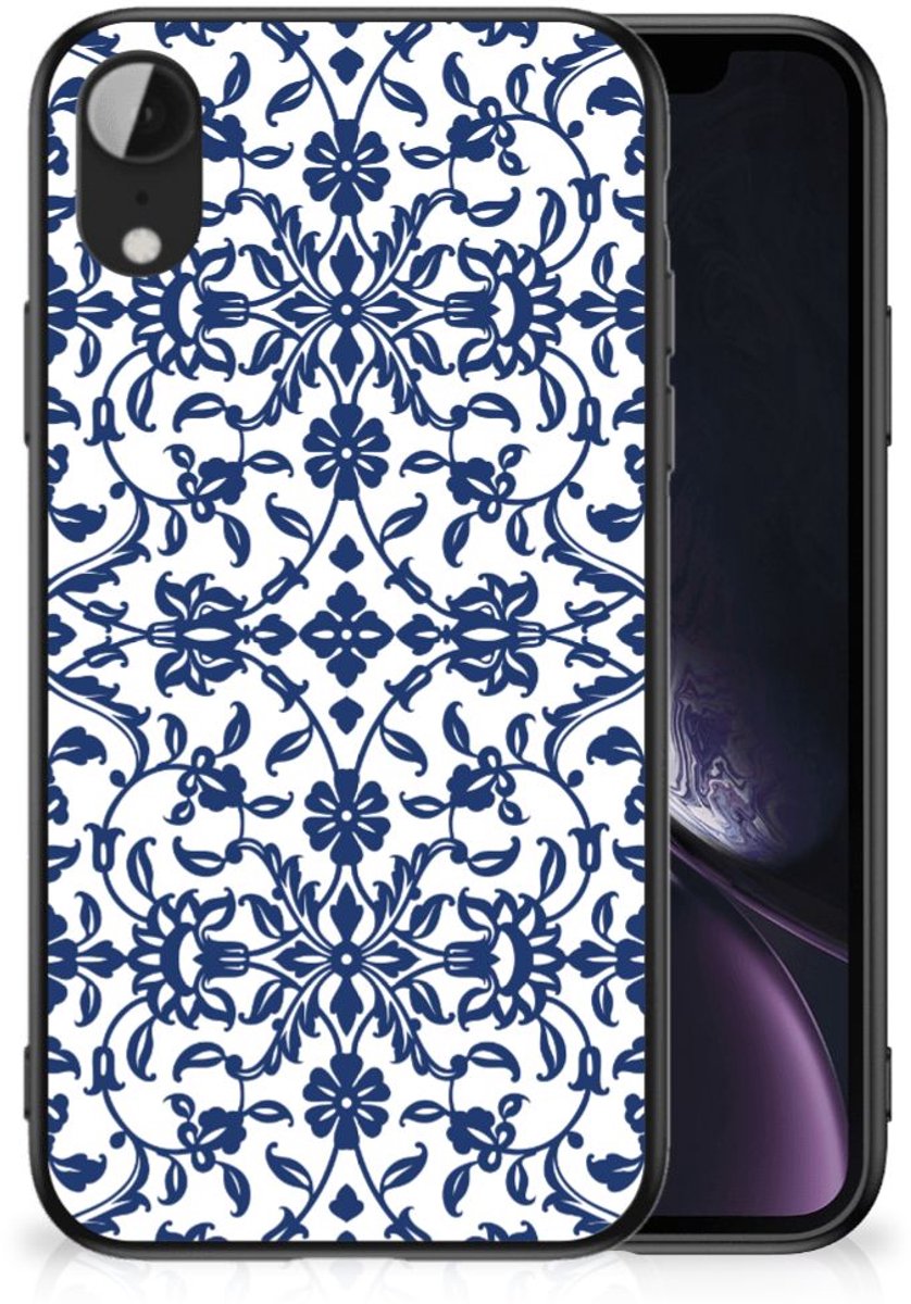 Apple iPhone XR Bloemen Hoesje Flower Blue