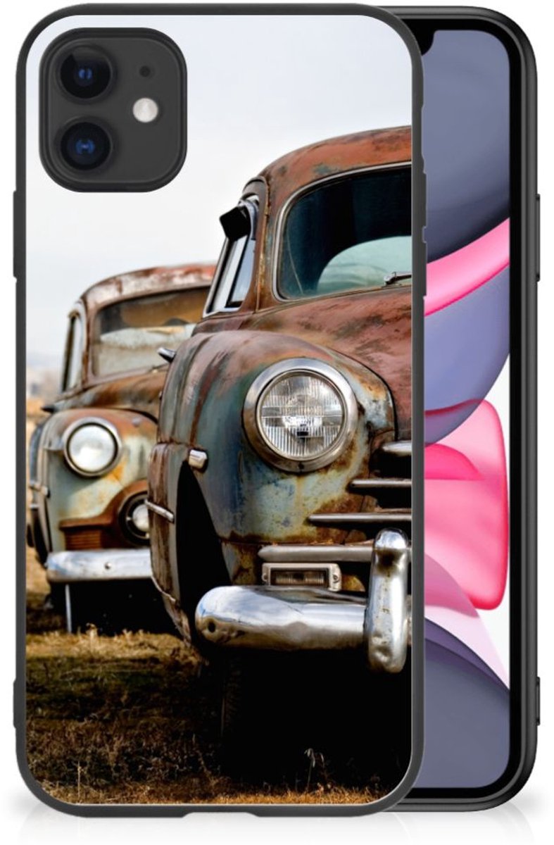Back Cover voor iPhone 11 Silicone Back Case Vintage Auto