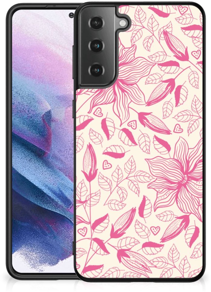 Samsung Galaxy S21 Plus Bloemen Hoesje Pink Flowers
