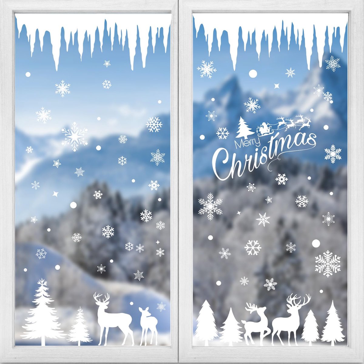 Kerst Raamstickers - 217 Stuks Zelfklevende Sneeuwvlokken & IJspegels - Herbruikbaar