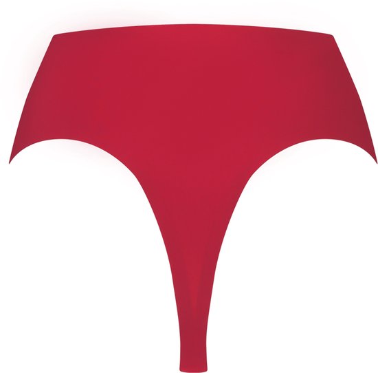Hoge taille string in rood.