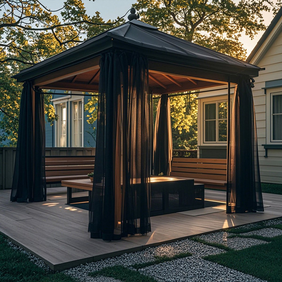 Qelus Buitengordijn Horrengaas – Outdoor Gordijnen voor Gordijnroede - Gordijnen Kant en Klaar - Ventilerend Muggennet voor Terras, Tuin of Balkon - B 160 x H 213cm (Zwart)