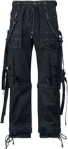 Gothicana Zwarte cargo broek met klinknagels en kettingen - Heren - W36L34