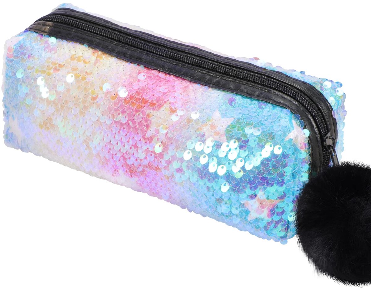 Pailletten Etui Holografisch & Glitter - Voor Meisjes & School - Met Ster Hanger