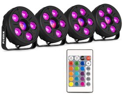 Discolamp set van 4 stuks - Fuzzix Comet M06 - Party lights - Kinderdisco - RGB - Afstandsbediening