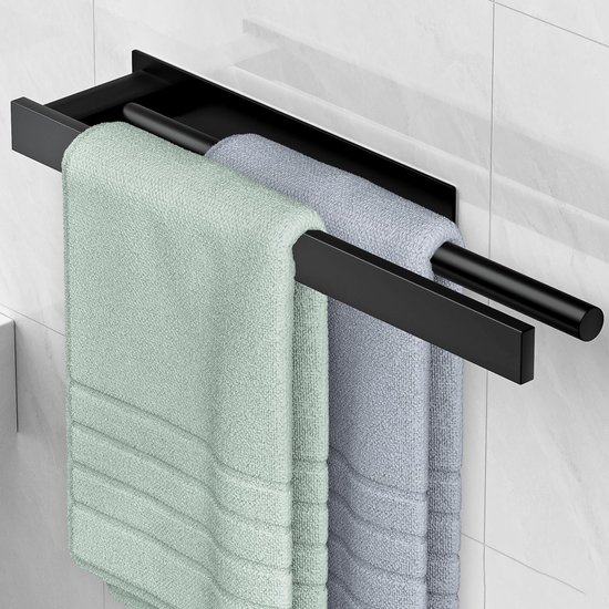 Zelfklevende badkamerhanddoekhouder Geen boren Handdoekhouder Wandhanddoekhouder Haak Hout/Ruimte Aluminium Voor Badkamer Keuken,B,68Cm (A 48cms