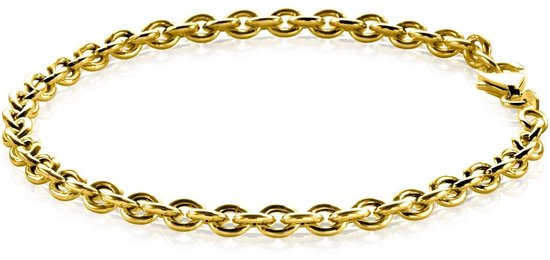 Gouden schakelarmband met hartvormig hangertje met ZINZI logo.