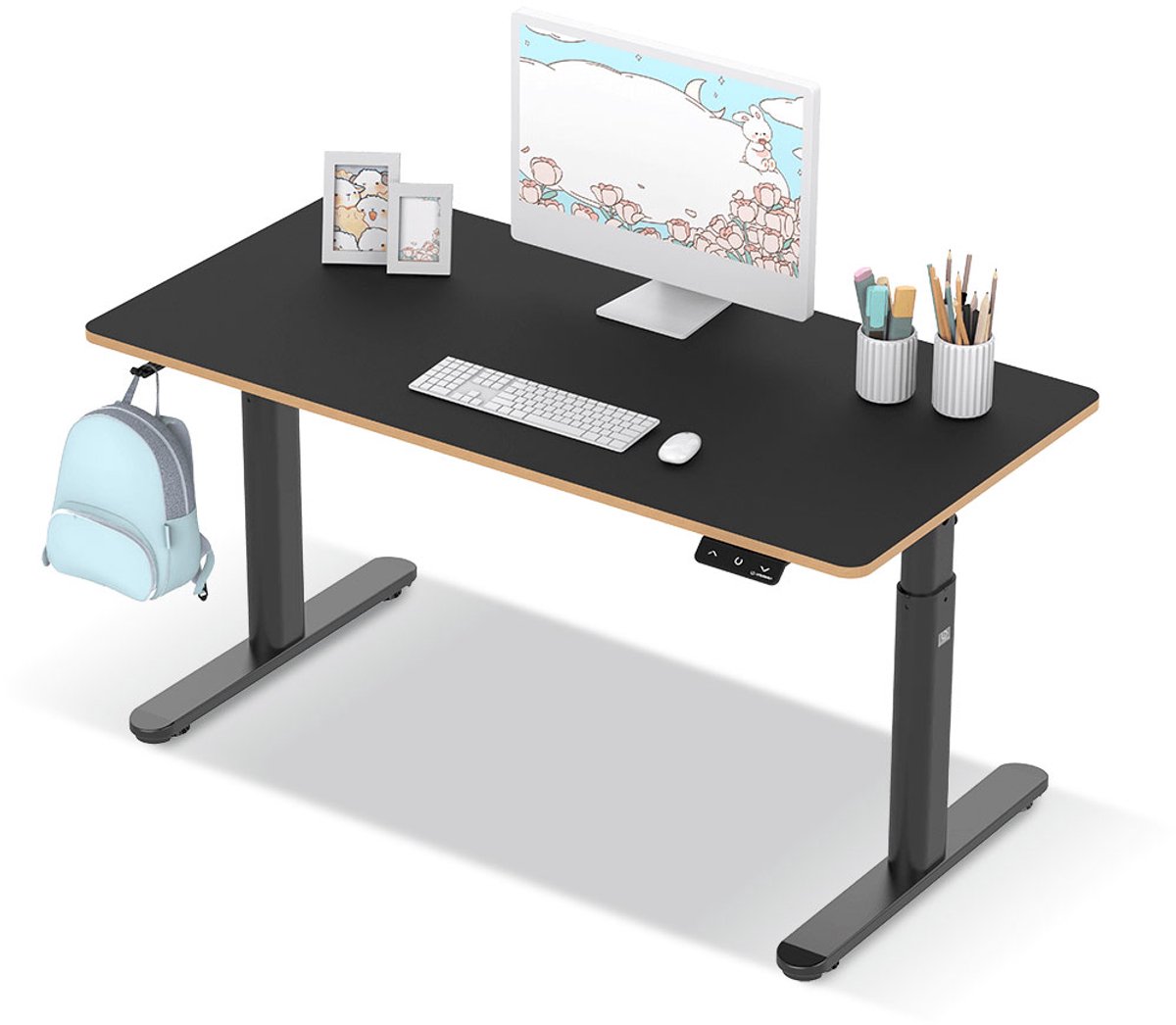 Elektrisch verstelbaar bureau voor kinderen en jongeren 120x60 cm – hoogte 55–81 cm, Ultradesk Pulsar, in hoogte verstelbaar kinderbureau, groeit mee met kind, ergonomisch studiebureau, zwart