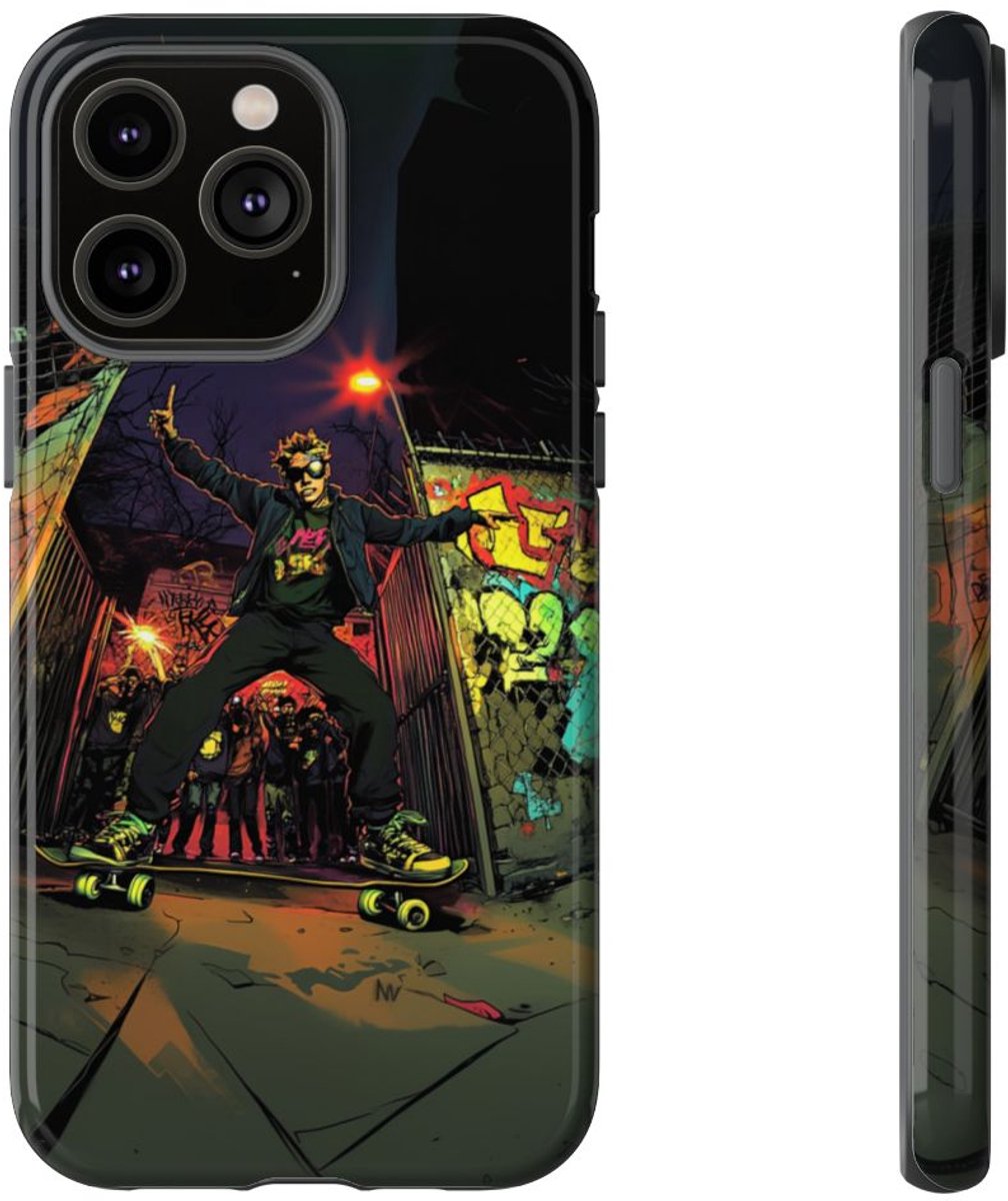Skateboardtruc in de Nacht met Graffiti – Telefoonhoesje Geschikt voor iPhone 14 Pro Max