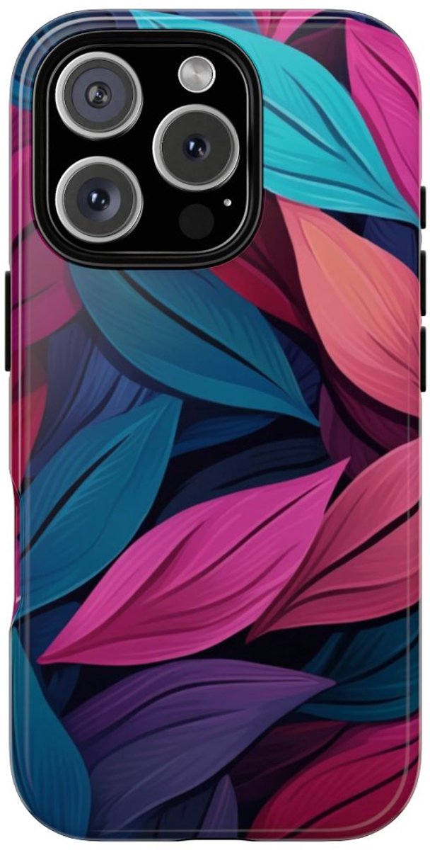 Kleurrijk Abstract Bladerenpatroon – Telefoonhoesje Geschikt voor iPhone 16 Pro