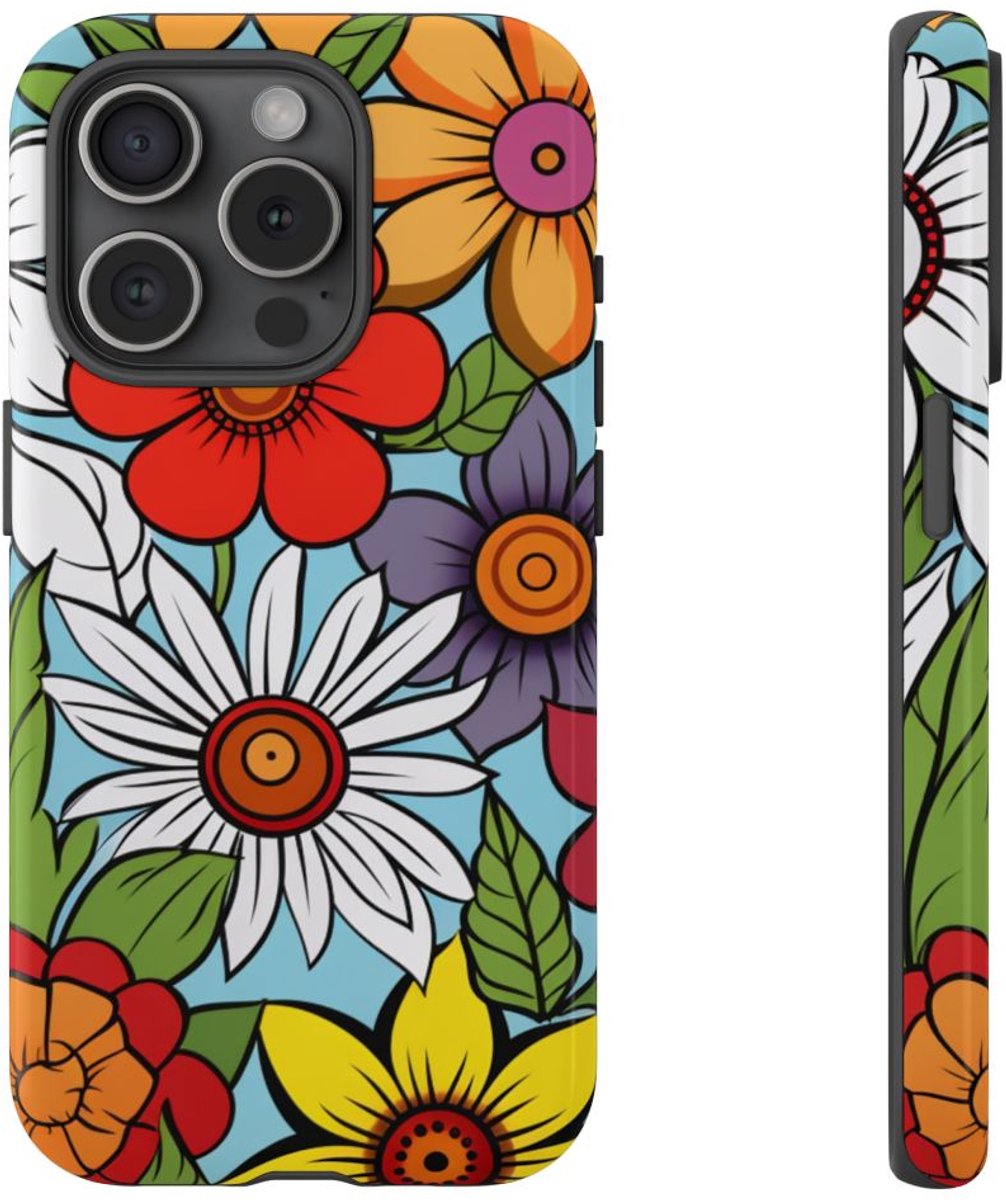 Kleurrijk Bloemenpatroon – Telefoonhoesje Geschikt voor iPhone 15 Pro