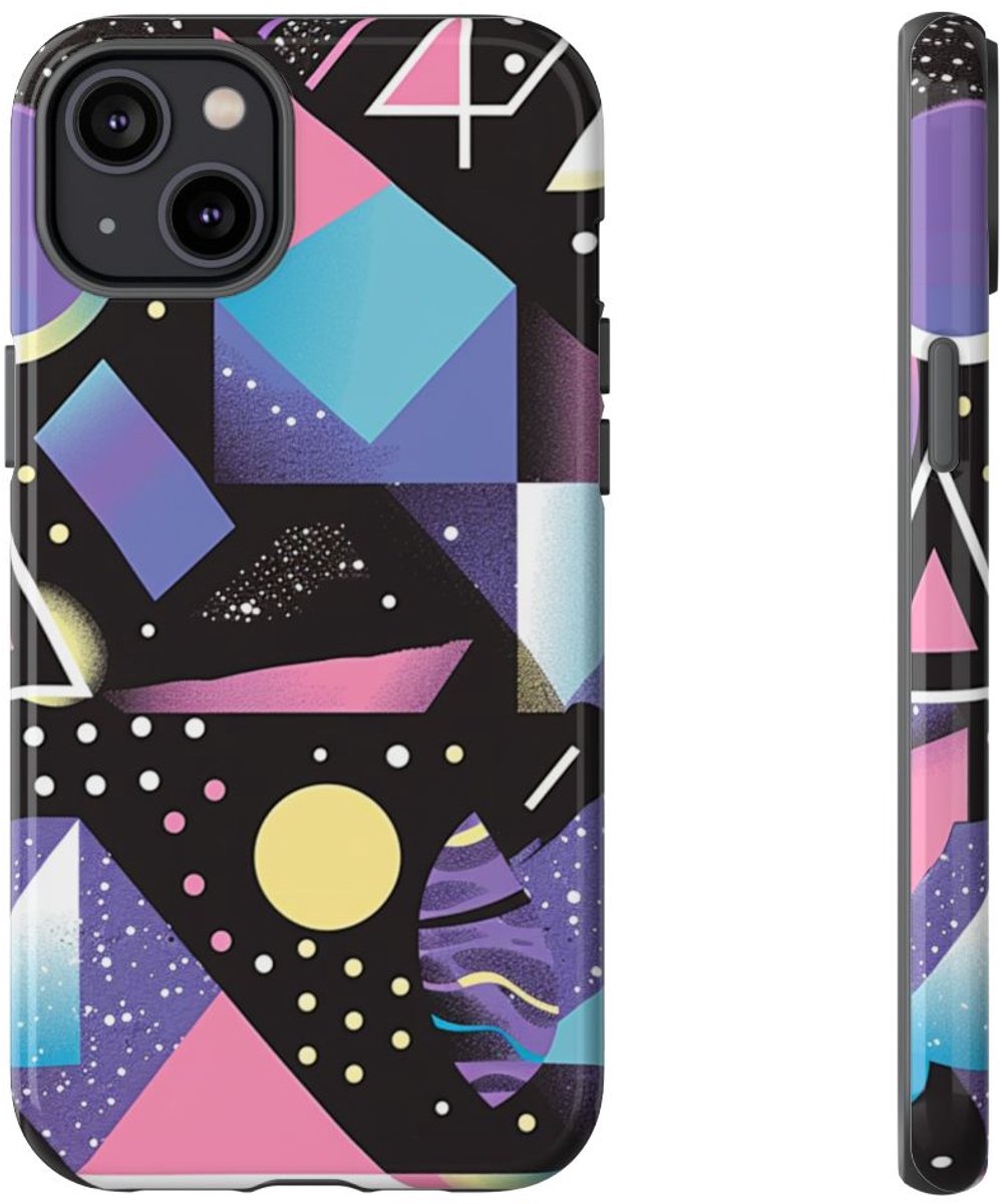 Geometrisch Vaporwave Abstract Patroon – Telefoonhoesje Geschikt voor iPhone 14 Plus