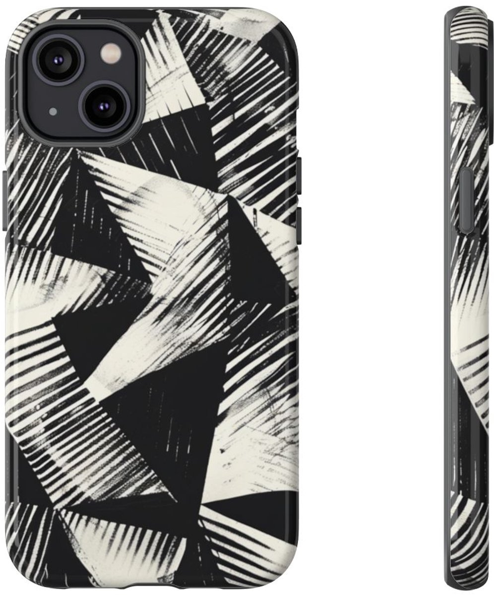 Zwart-Wit Geometrisch Patroon – Telefoonhoesje Geschikt voor iPhone 14 Plus