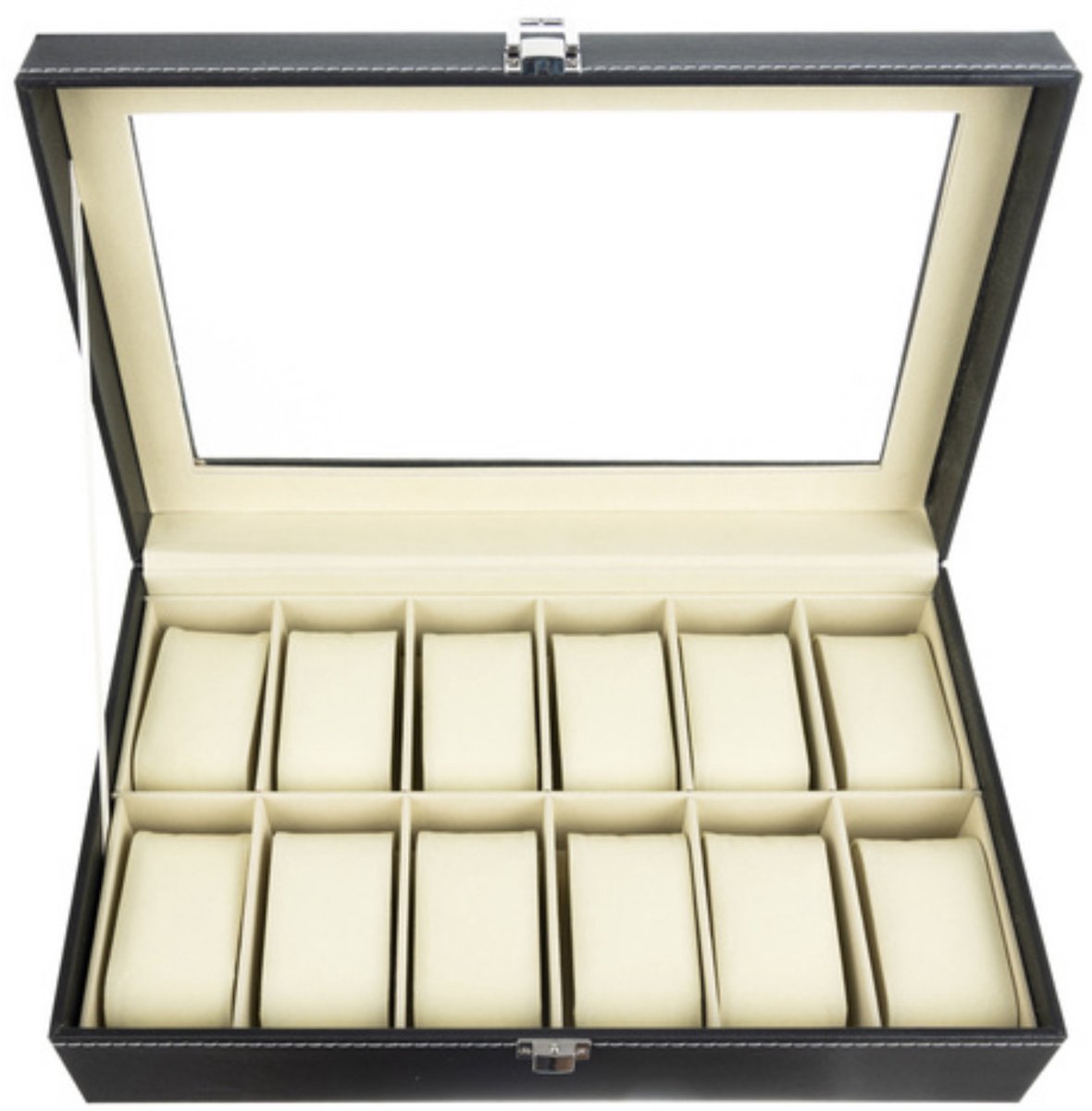 Soulima Horlogebox Paris - zwart - 12 vakjes - sieradenkist - 20 x 30 x 8 cm - organizer