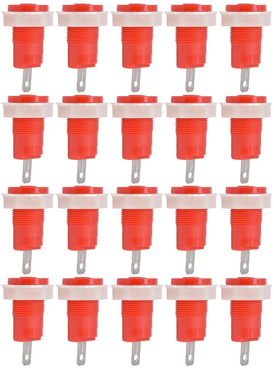 Allecto Plus - 20 stuks Banaan Jack Connectors 4mm - Speaker Testen - Verschillende Kleuren (Rood)
