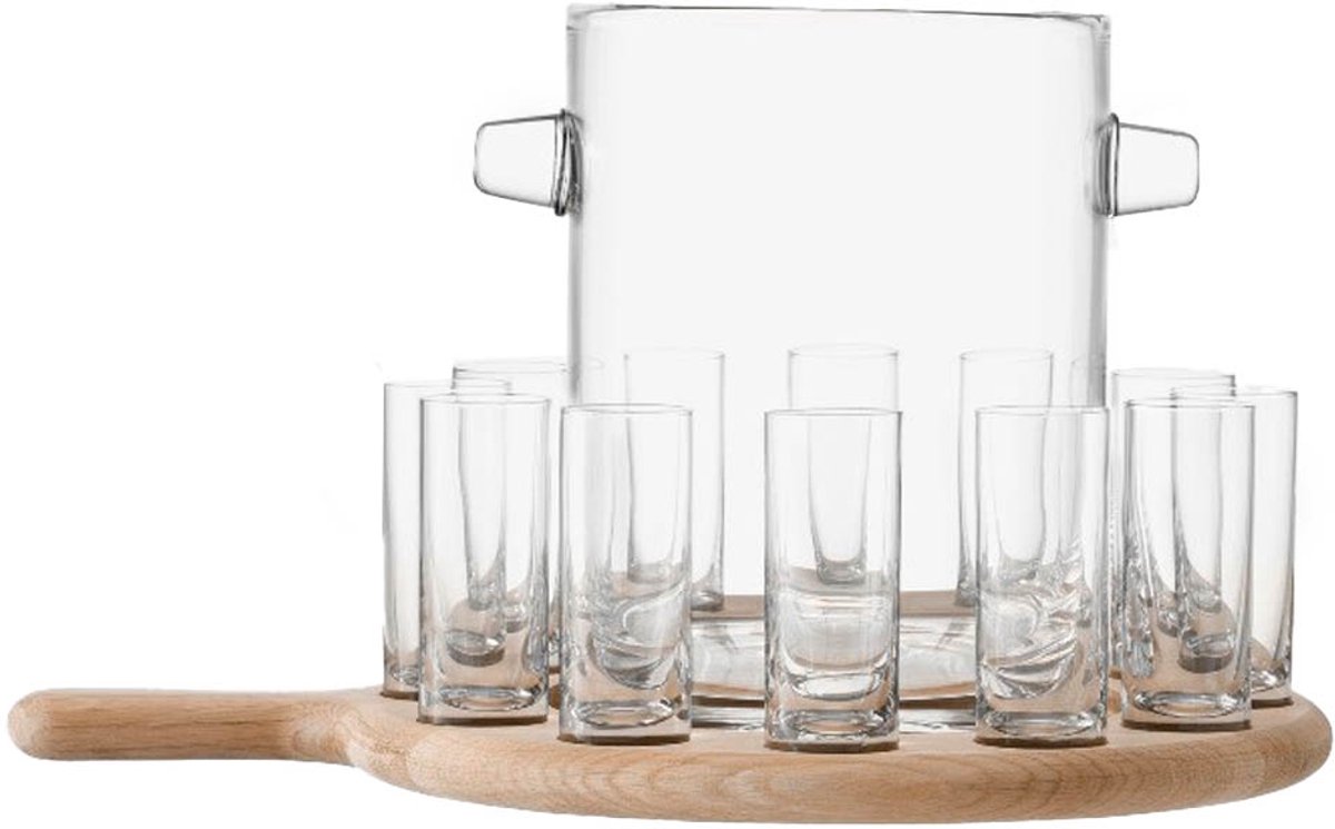 L.S.A. - Paddle Wodka Set met Serveerplank en Ijsemmer Set van 13 Stuks - Glas - Transparant