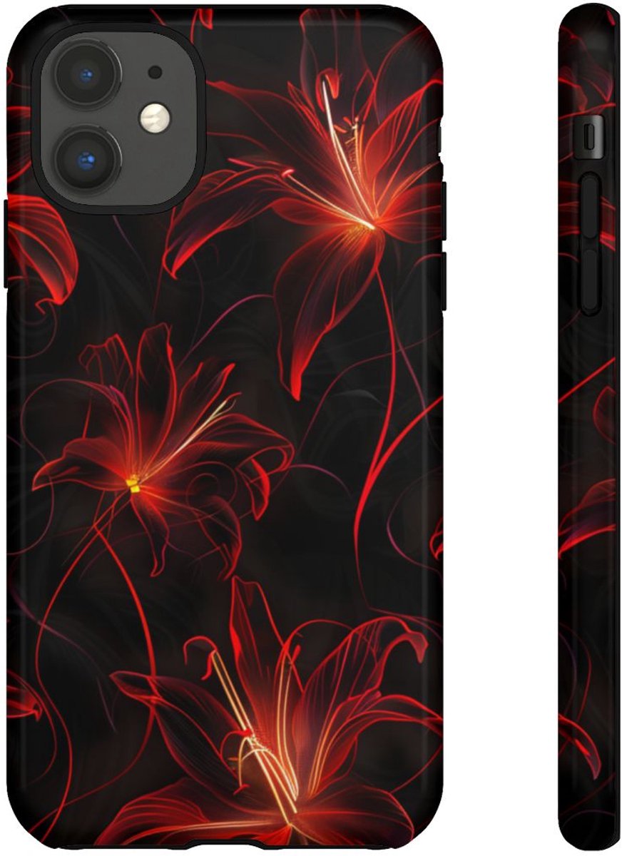 Rood Neon Spinleliepatroon – Telefoonhoesje Geschikt voor iPhone 11