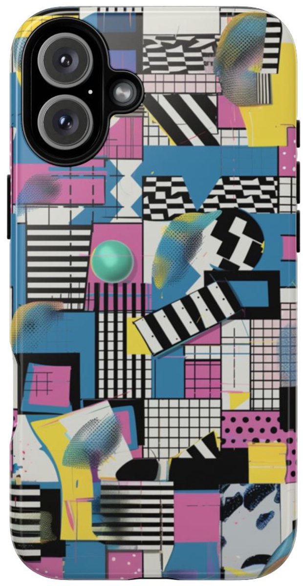 Kleurrijk Geometrisch Abstract Patroon – Telefoonhoesje Geschikt voor iPhone 16 Plus