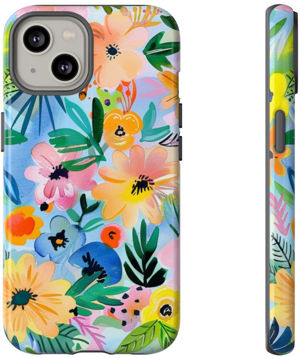Aquarel Bloemenpatroon – Telefoonhoesje Geschikt voor iPhone 14
