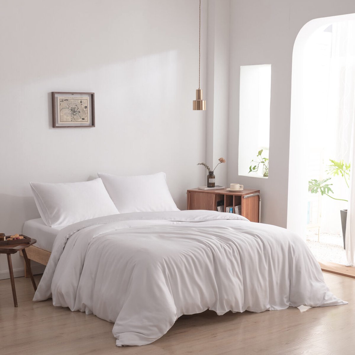 Bamboe dekbedovertrek Coco White wit 260x240/220 cm – zacht, ademend & duurzaam | Boomba Bamboo®