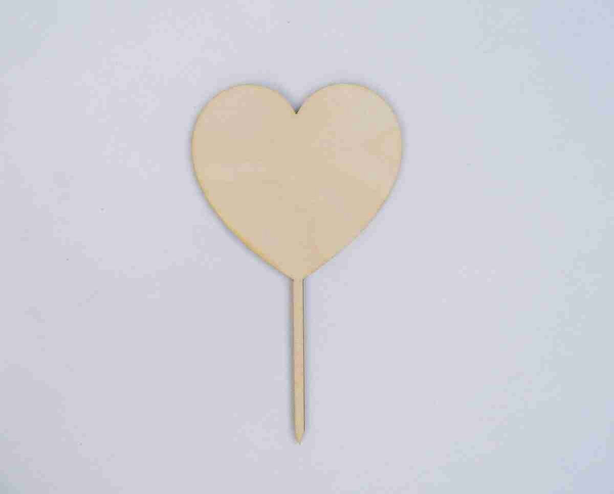 Houten Taarttopper Hart – Blanco – Taartdecoratie Bruiloft, Verjaardag of Jubileum – 15 cm