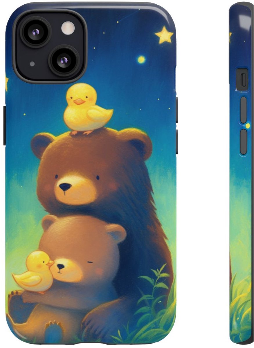 Schattige Beren en Eendjes onder Sterrenhemel – Telefoonhoesje Geschikt voor iPhone 13