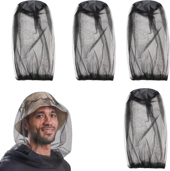 Allecto Plus - Klamboe hoofd voor outdoor camping en reizen zwart (4 stuks)
