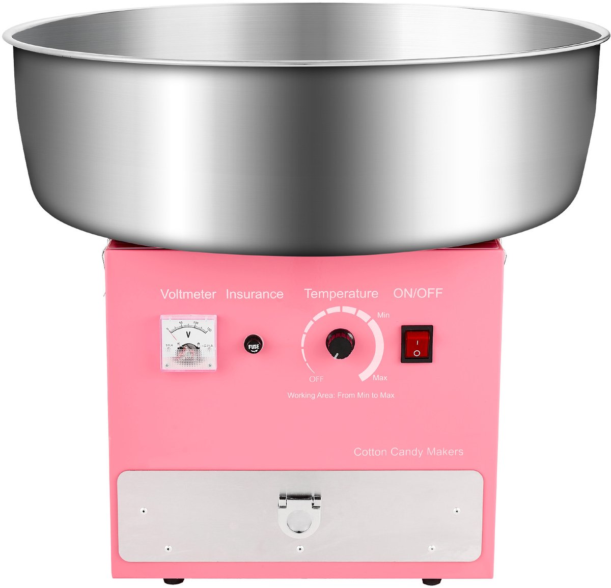 Elektrische Suikerspinmachine voor Commercieel Gebruik (1000 W) met 52 Cm Roestvrijstalen Kom, Suikerlepel En Lade - Ideaal voor Kinderfeestjes, Roze Feestjes