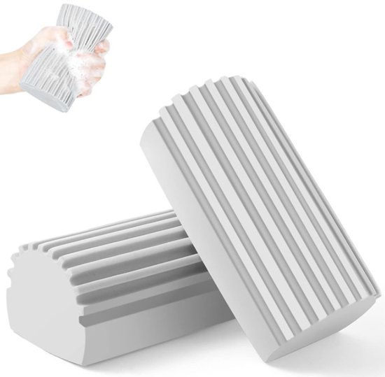 Plumeau humide - 2 pièces - Éponge de dépoussiérage humide - Éponge de nettoyage humide - Éponges de nettoyage - Éponges à récurer - Extra épaisses - Contre la saleté tenace - Éponge de nettoyage - Éponges de nettoyage magiques - Grijs