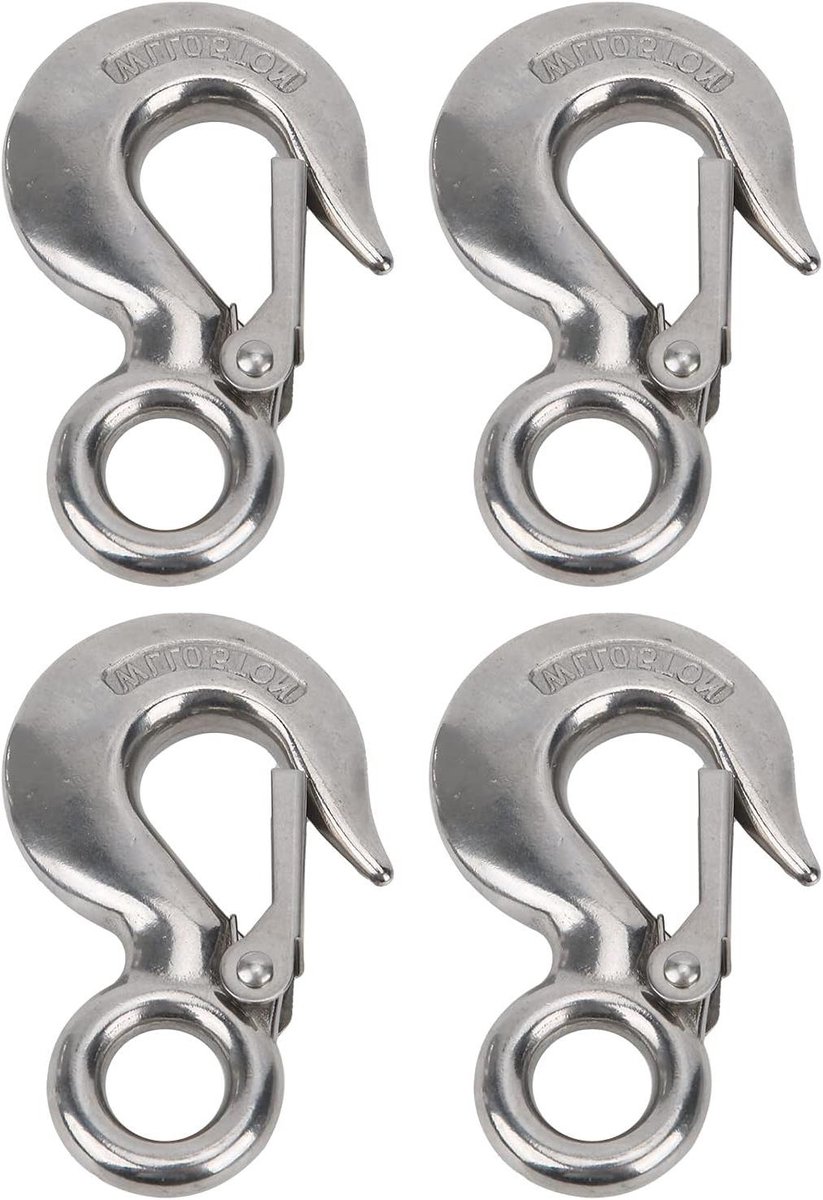 Allecto Plus - 4 Stuks Rvs Hijshaak met Latch voor Cargo Hook Crane - 500kg Draagvermogen